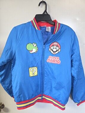Nintendo Blue Super Mario Puffer Jacket with Red Trim